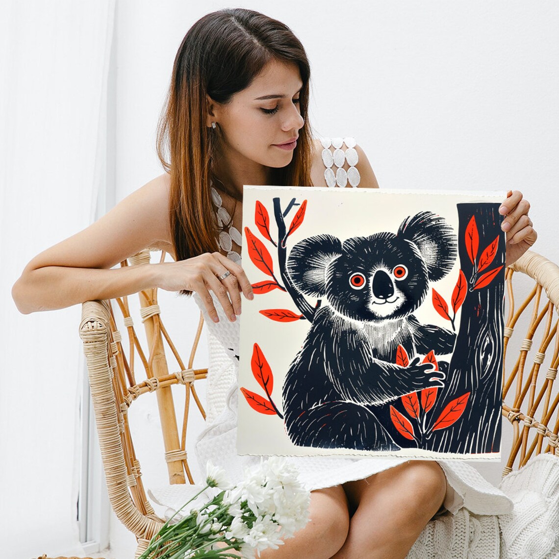 Koala Forest Contemporary Whimsical Art Print - Image 3