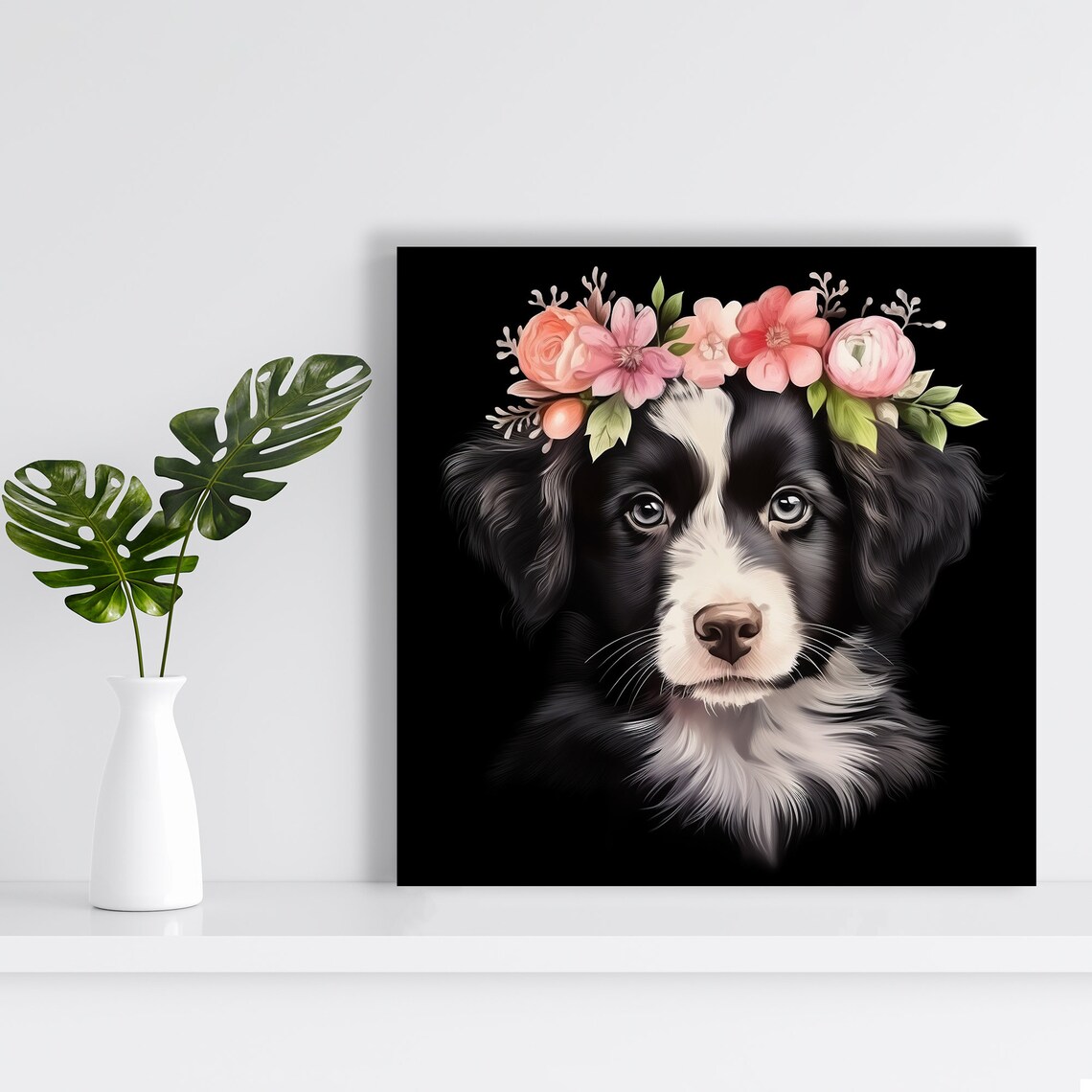 Border Collie Floral Art Print, Bohemian Farmhouse - Image 2