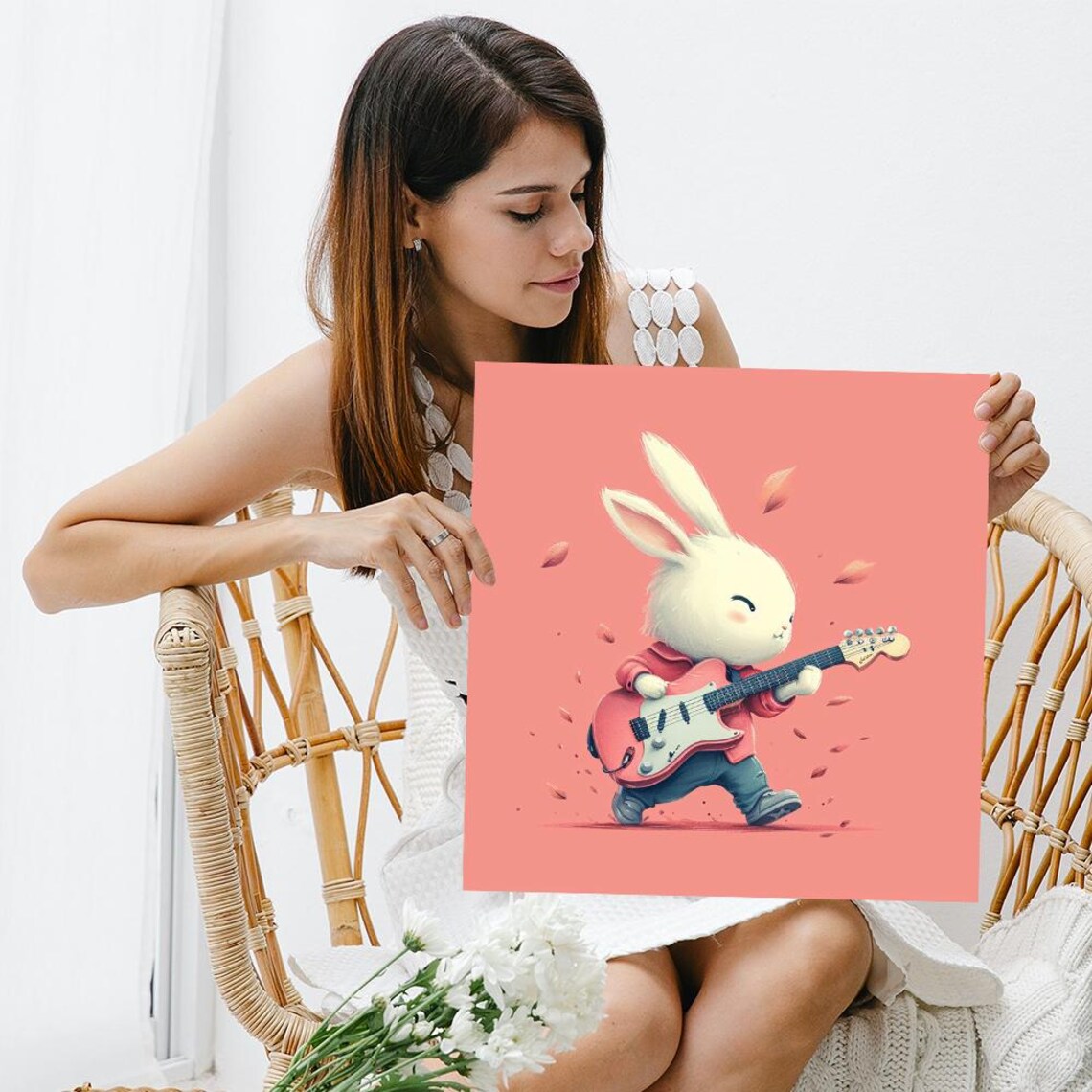Bunny Whimsical Music Art Print for Nursery Decor - Image 3