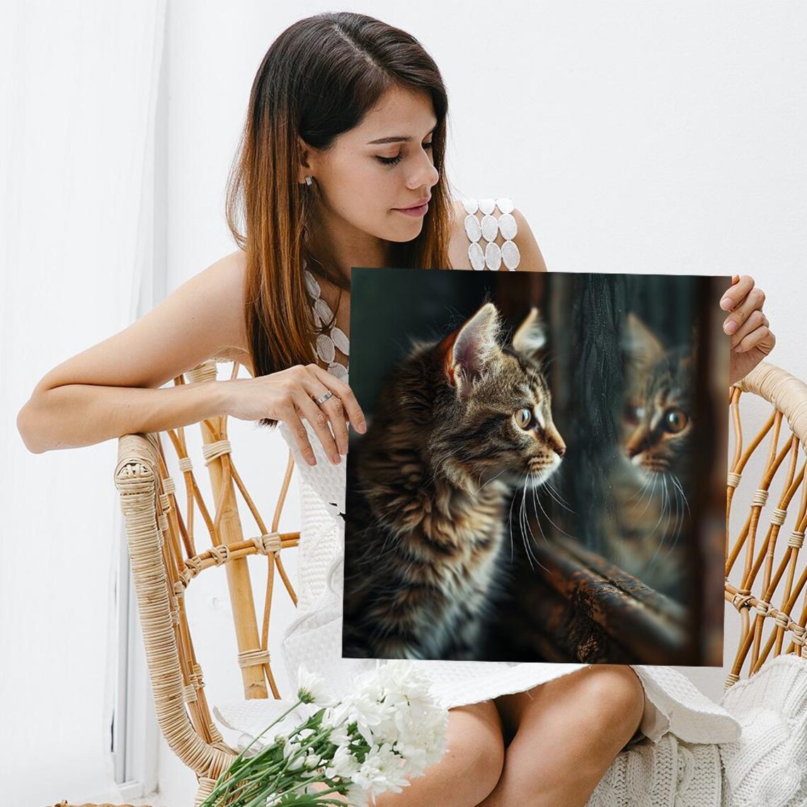 Cat Reflection Contemporary Nature Decor Art Print - Image 3