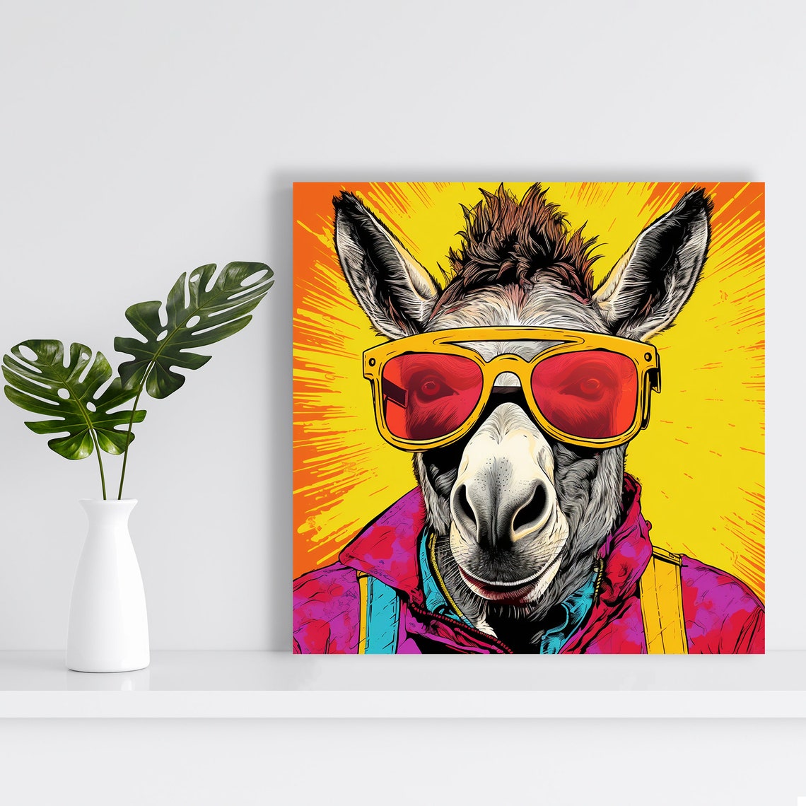 Cool Donkey Wearing Sunglasses Pop Art Fun Animal Wall Poster - Image 2