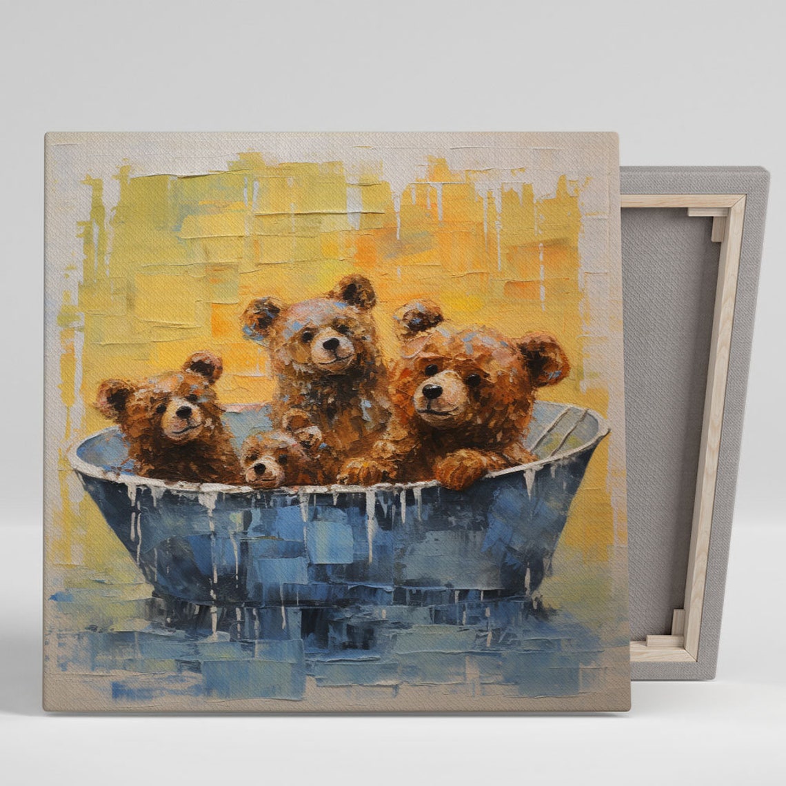 Three Bears In Bathtub, Nursery Decor