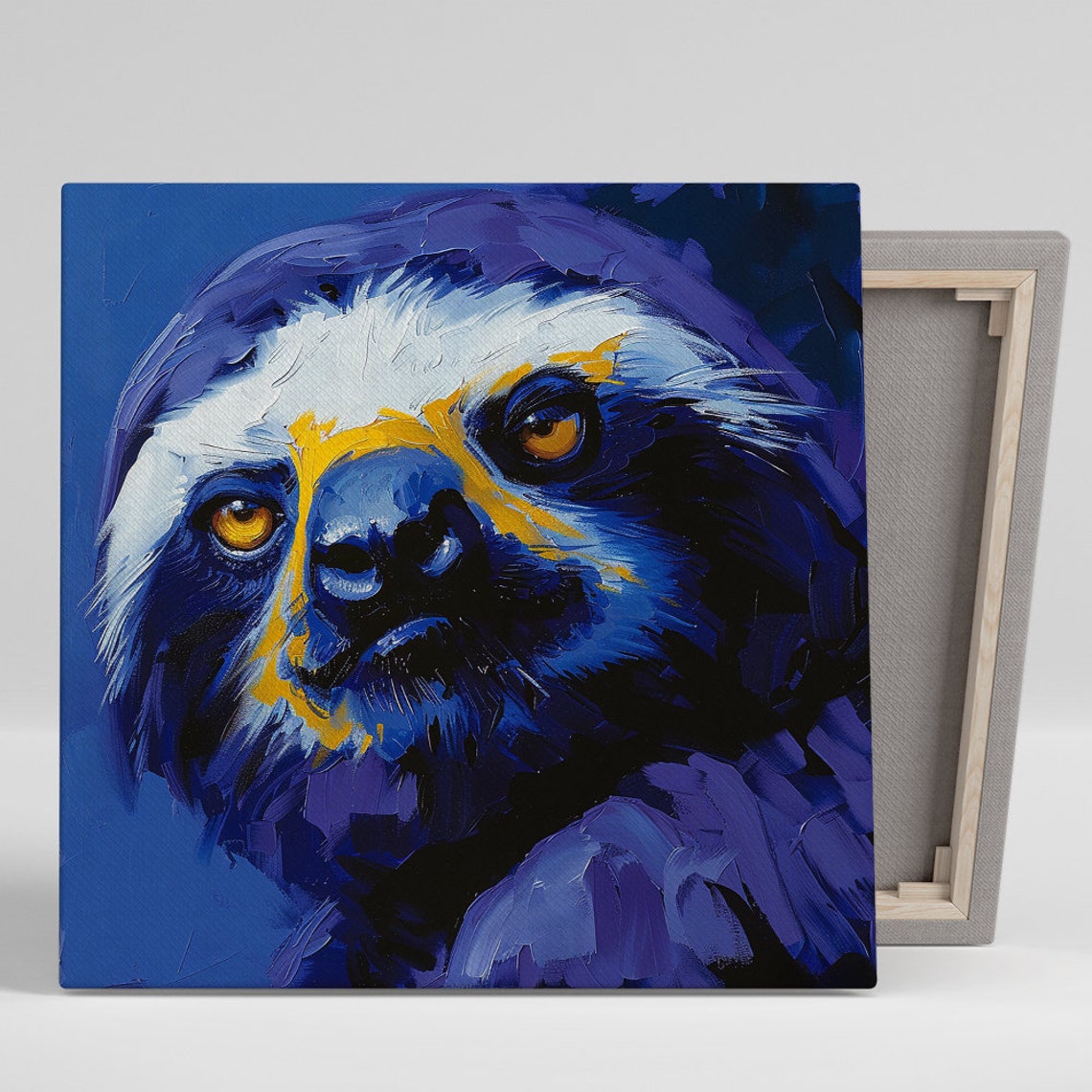 Dog Face Bold Blue Purple Impasto Portrait Modern Pet Wall Art Poster