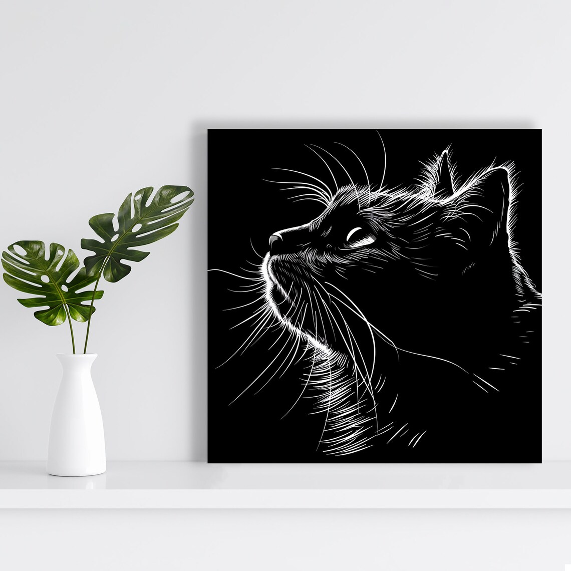 Cat Silhouette Minimalist Decor Art Print - Image 2