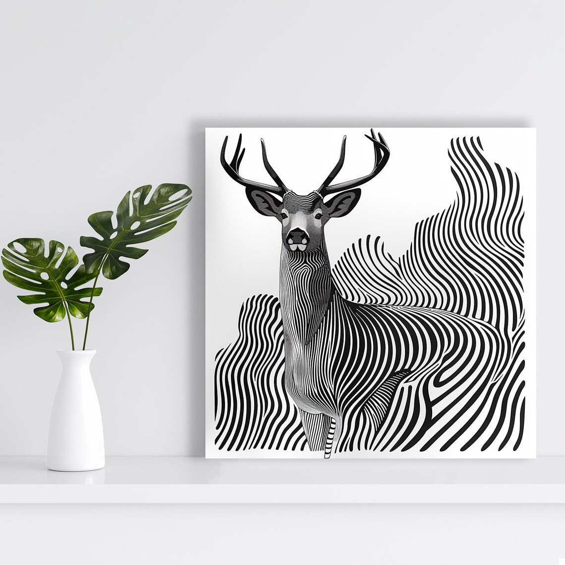 Deer Striped Illusion Art Print, Minimalist Decor - Image 2