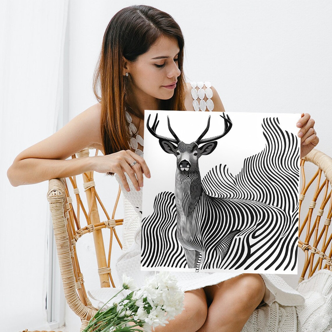 Deer Striped Illusion Art Print, Minimalist Decor - Image 3
