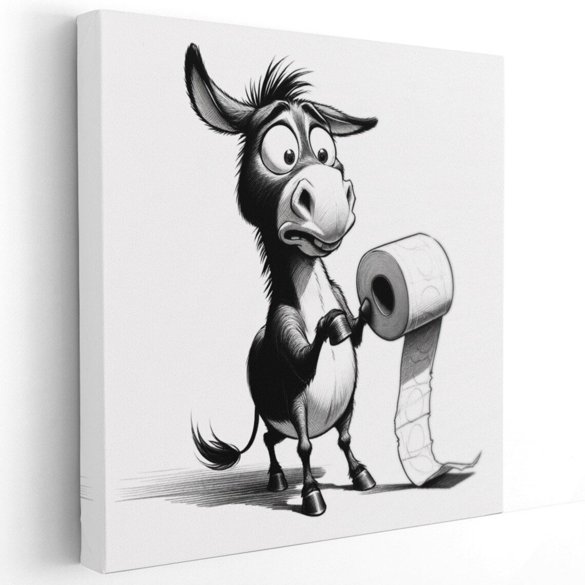 Donkey With Toilet Paper, Funny Bathroom Art Print - Image 2