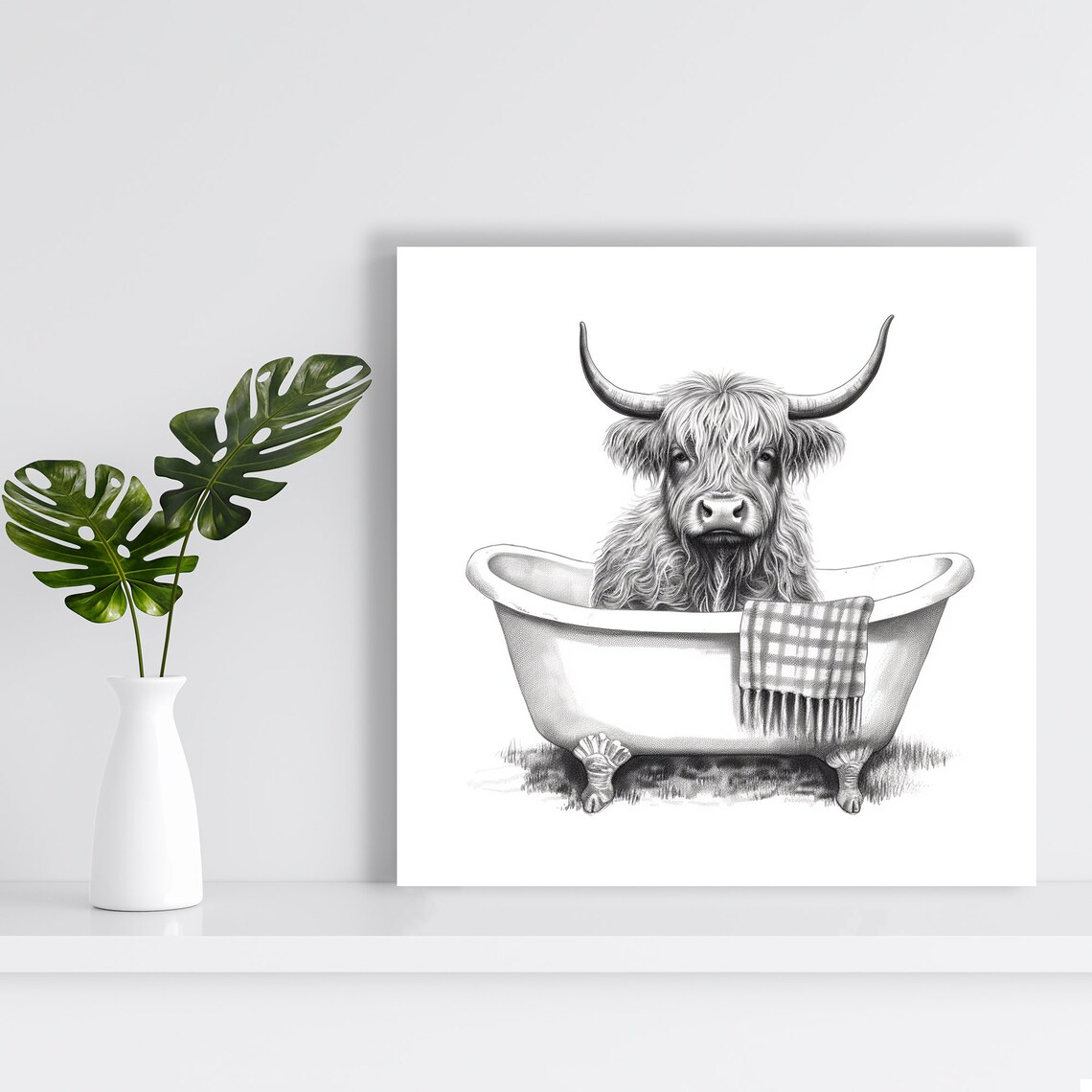 Highland Cow, Whimsical Rustic Wall Art Print - Image 2
