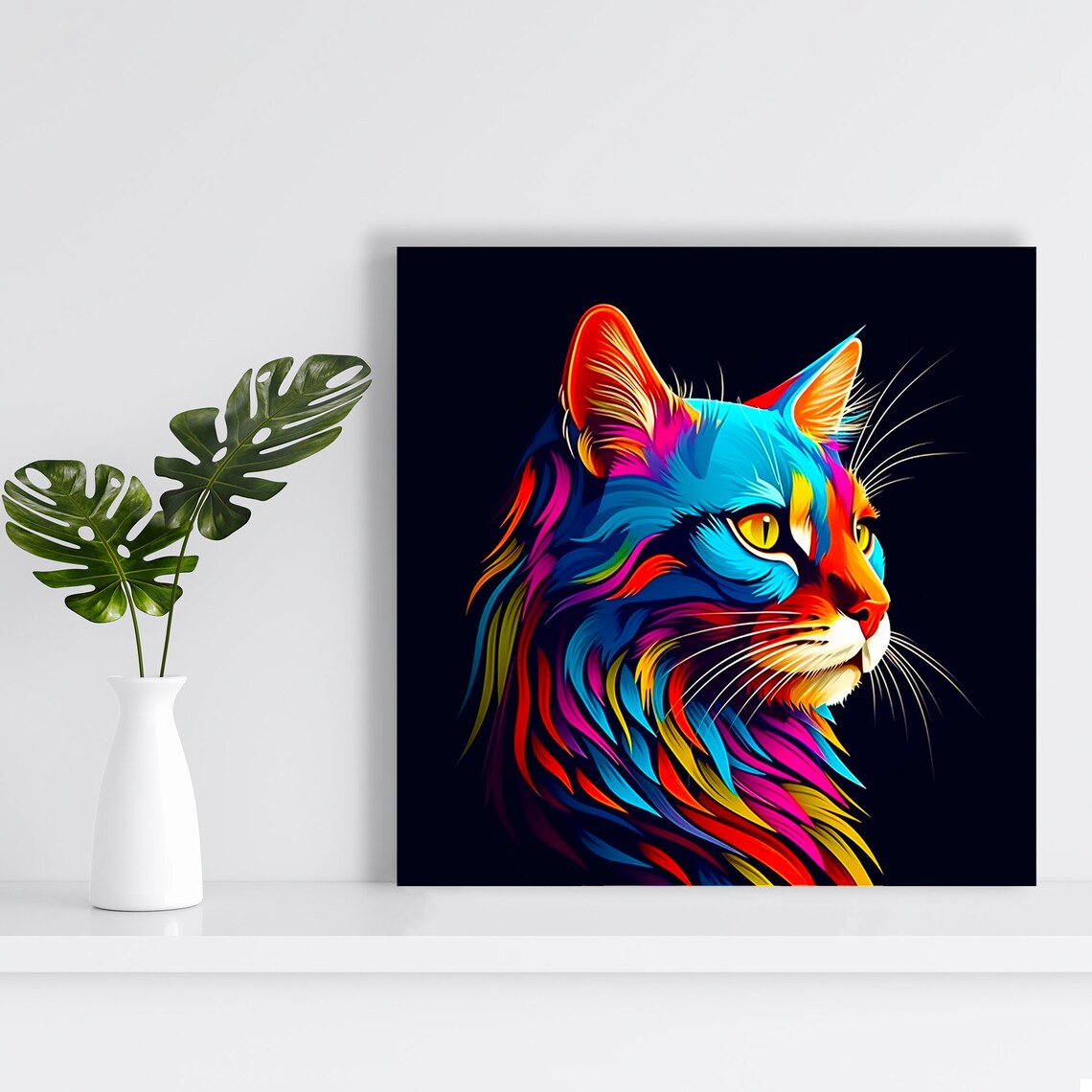 Pop Art Cat Fusion Poster, Modern Living Room Decor - Image 2