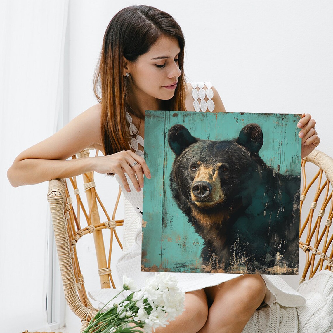 Rustic Bear Portrait Wall Art Print, Nature Decor - Image 3