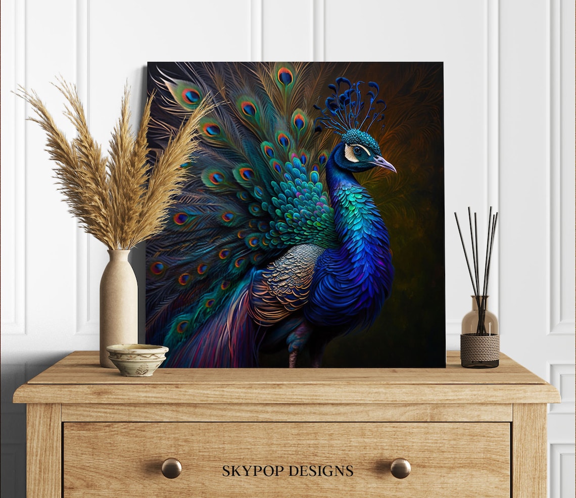 Peacock Wall Art Print, Modern Animal Bird Decor - Image 2