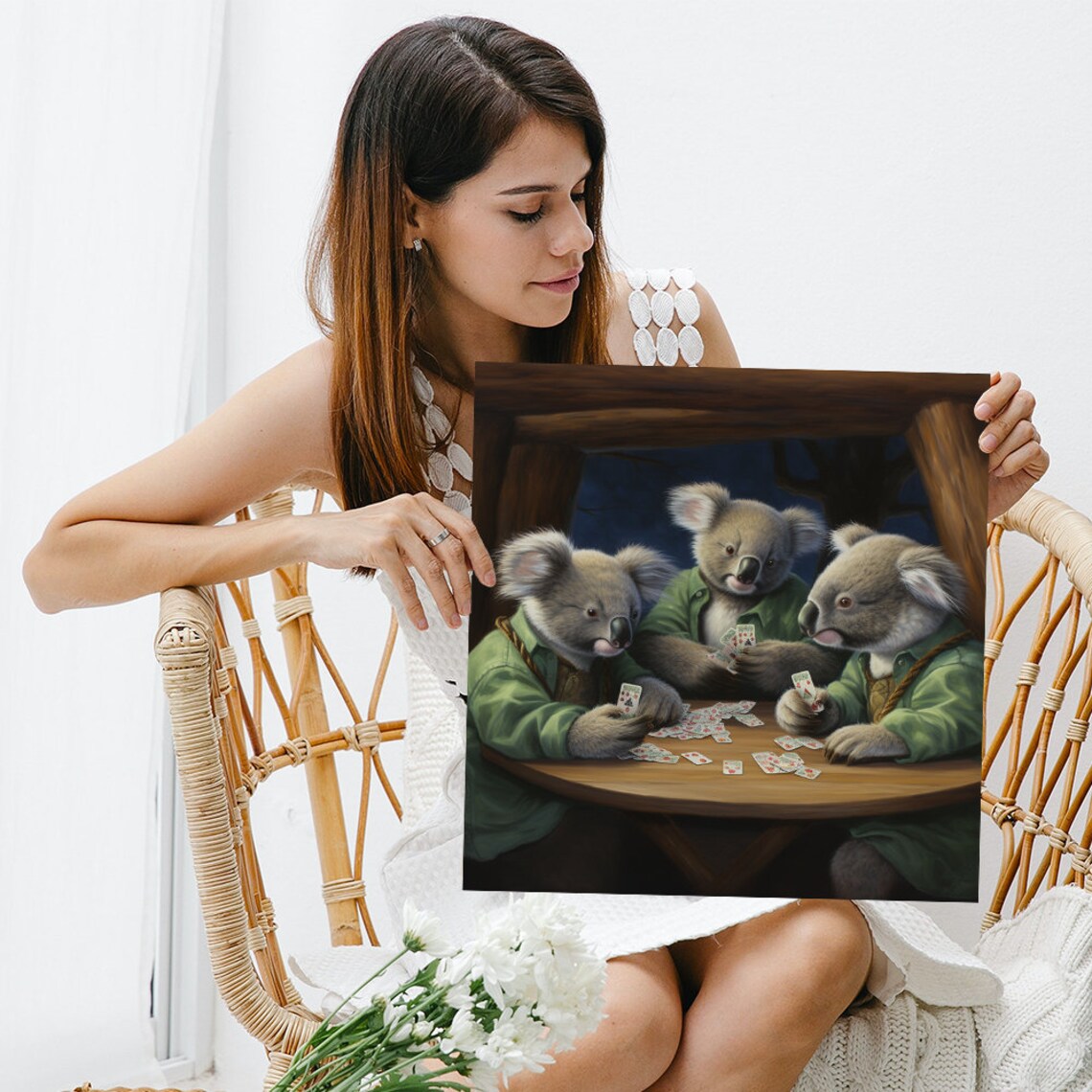 Koala Poker Night, Whimsical Animal Art Print - Image 3
