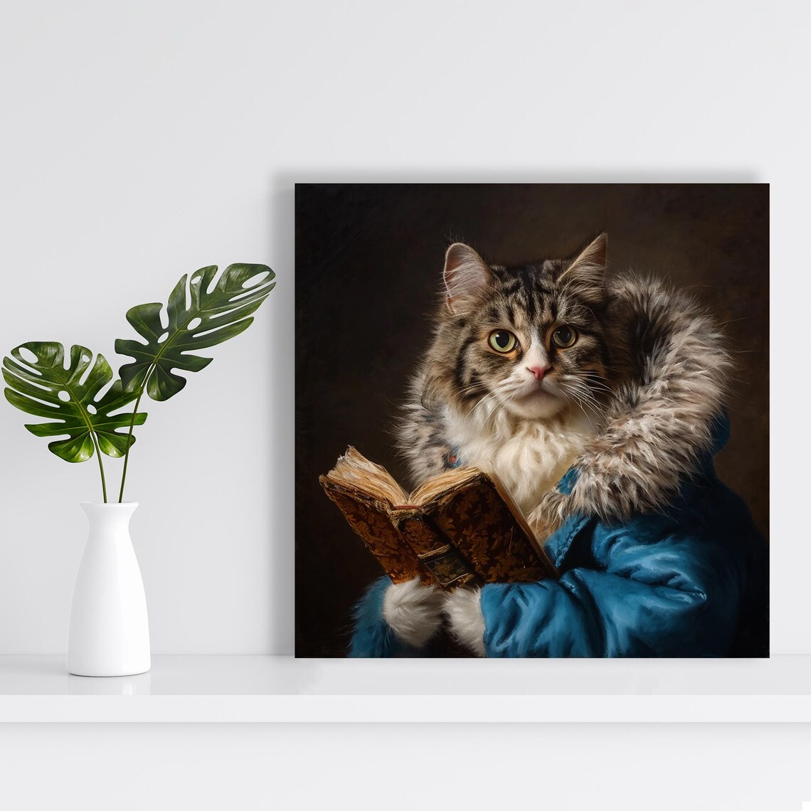 Scholarly Cat, Vintage Bohemian Wall Art Print - Image 2