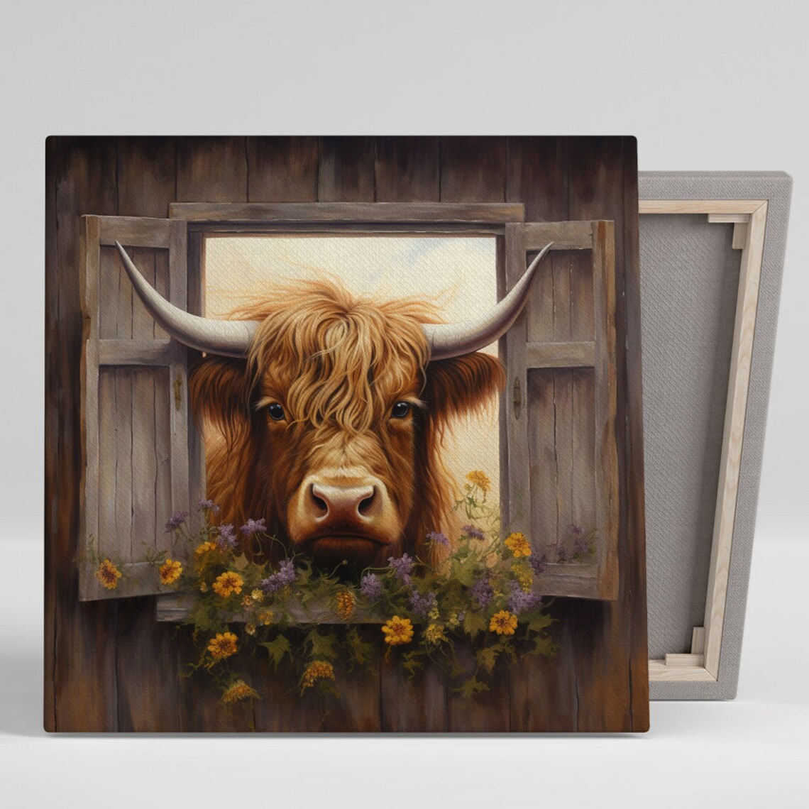 Highland Cow Wall Art Print for Living Room Decor
