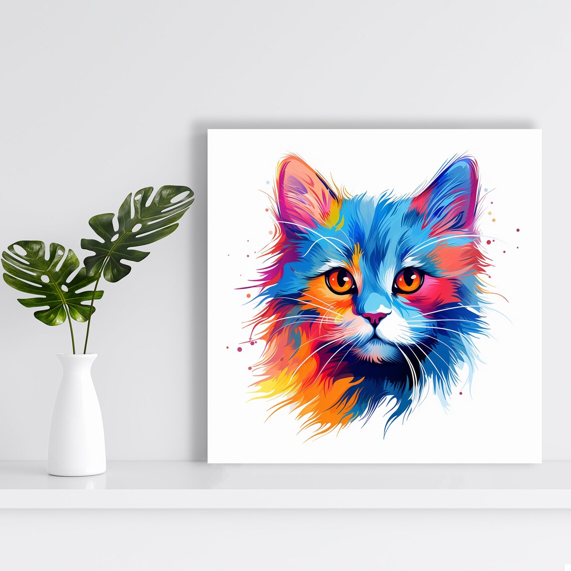 Kaleidoscope Kitty Pop Decor Living Room Poster Print - Image 2