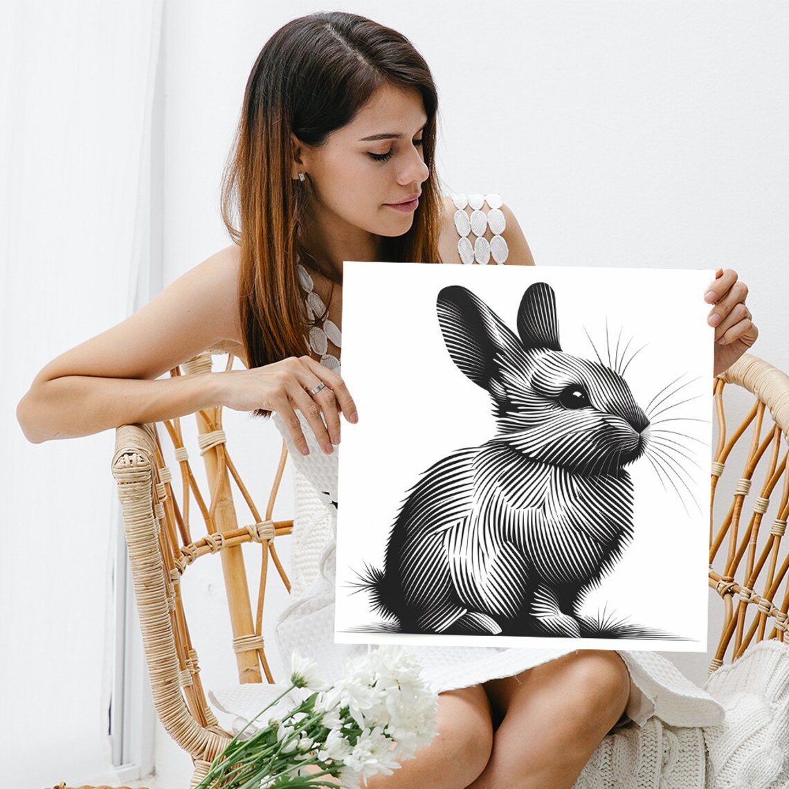 Bunny Silhouette Art Print, Modern Minimalist Decor - Image 3