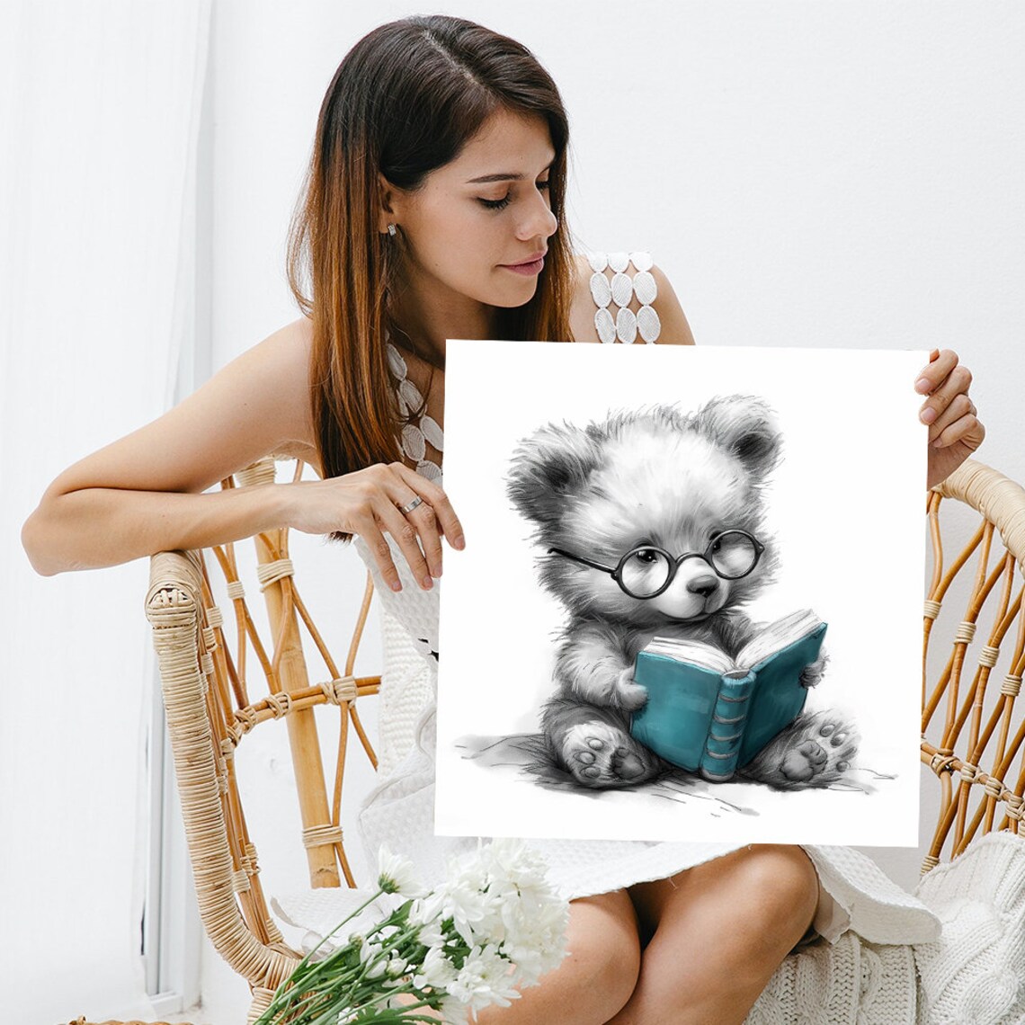 Scholarly Bear Art Print, Whimsical Modern Decor - Image 3
