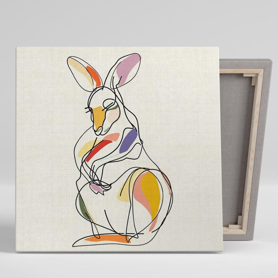 Minimalist Kangaroo Continuous Line Drawing Modern Abstract Animal Poster