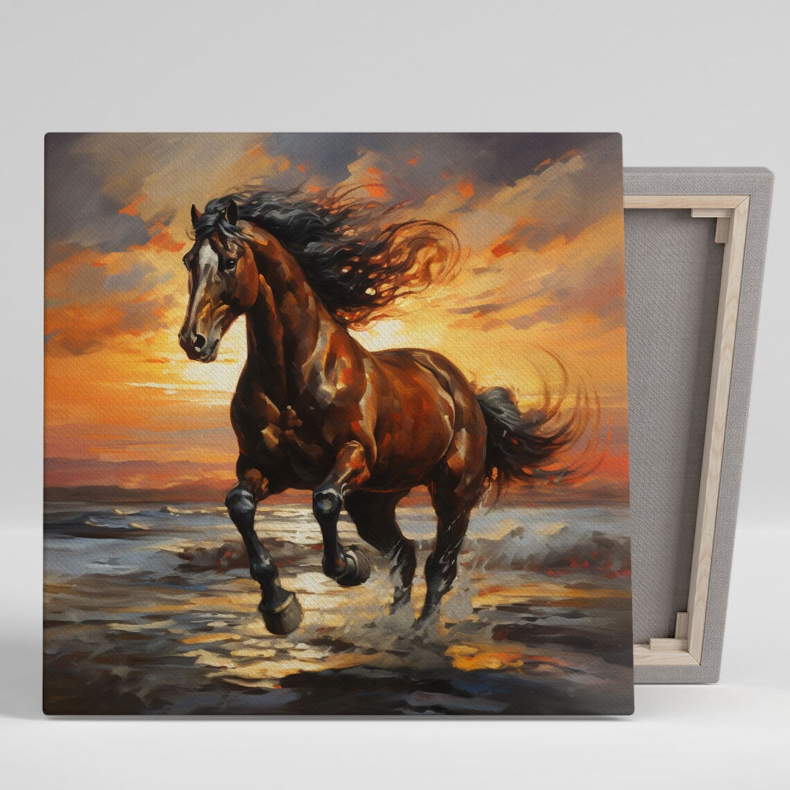 Wild Horses Modern Wall Art Print, Contemporary Decor