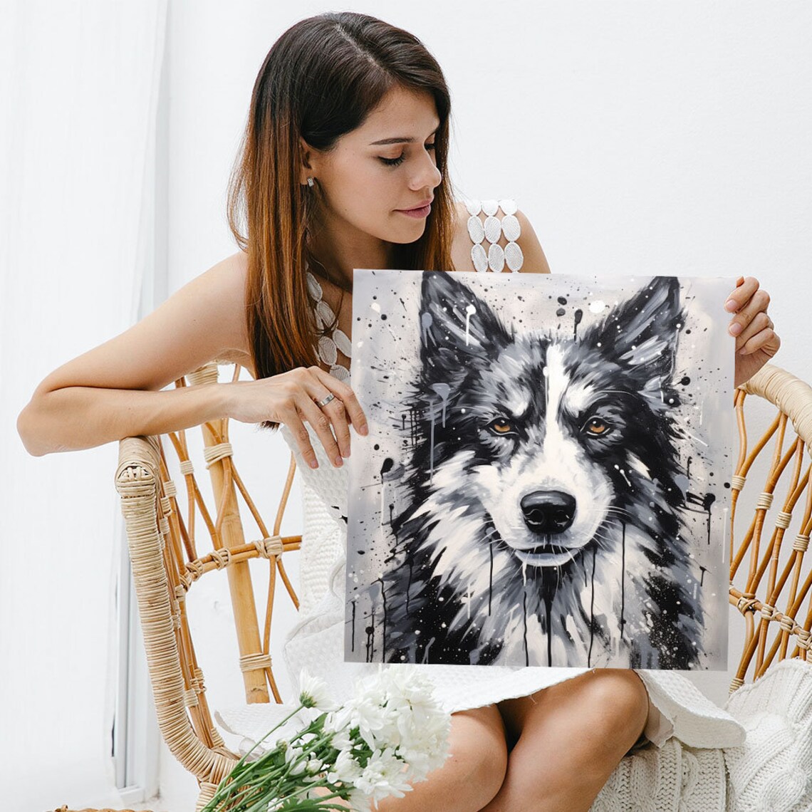 Black and White Husky Art Print, Animal Lover Decor - Image 3
