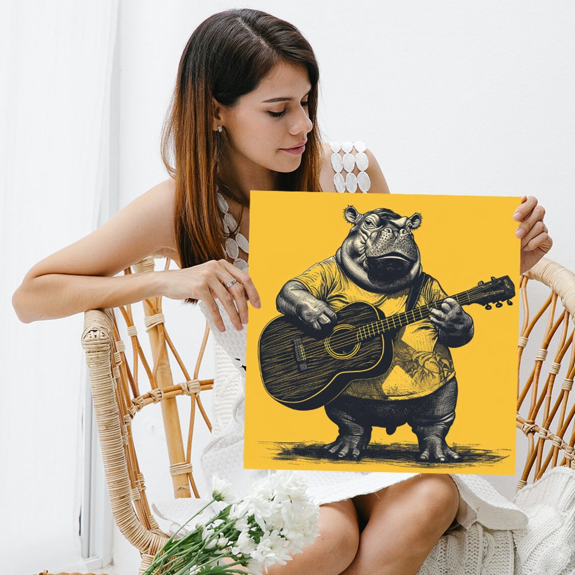 Hippopotamus Whimsical Animal Decor Poster Print - Image 3