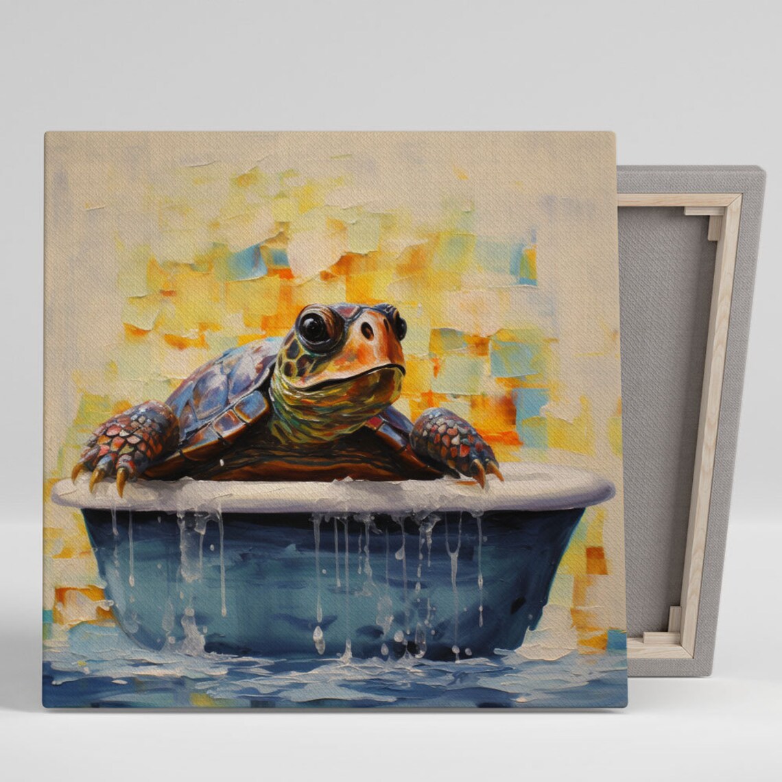 Turtle In Bathtub Modern Bathroom Wall Art Print