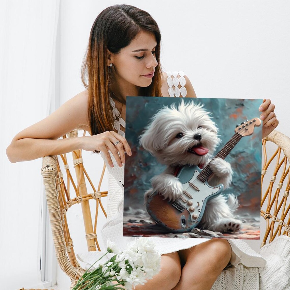 Maltese Whimsical Animal Music Decor Art Print - Image 3