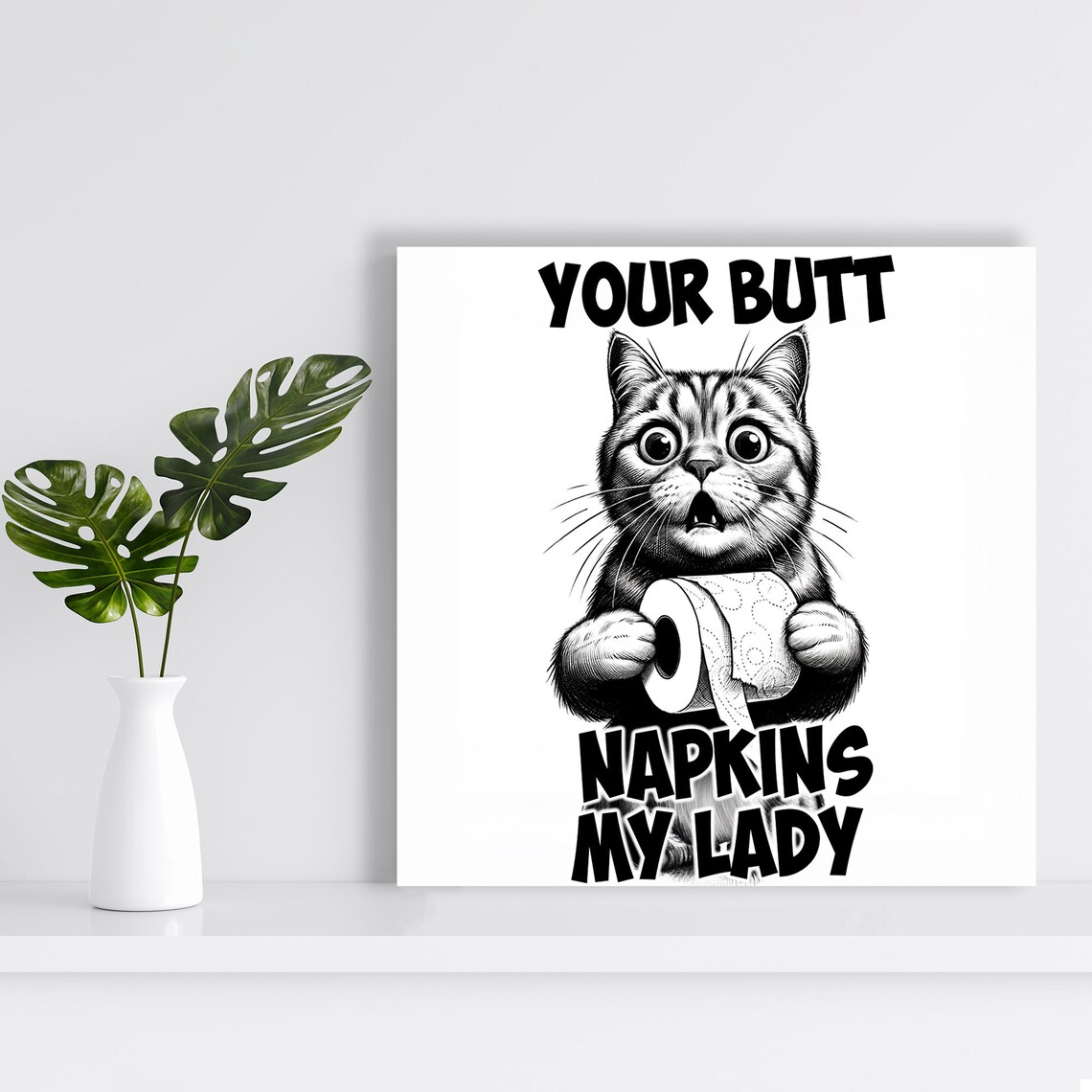 Funny Cat With Toilet Paper Bathroom Art Print - Image 2