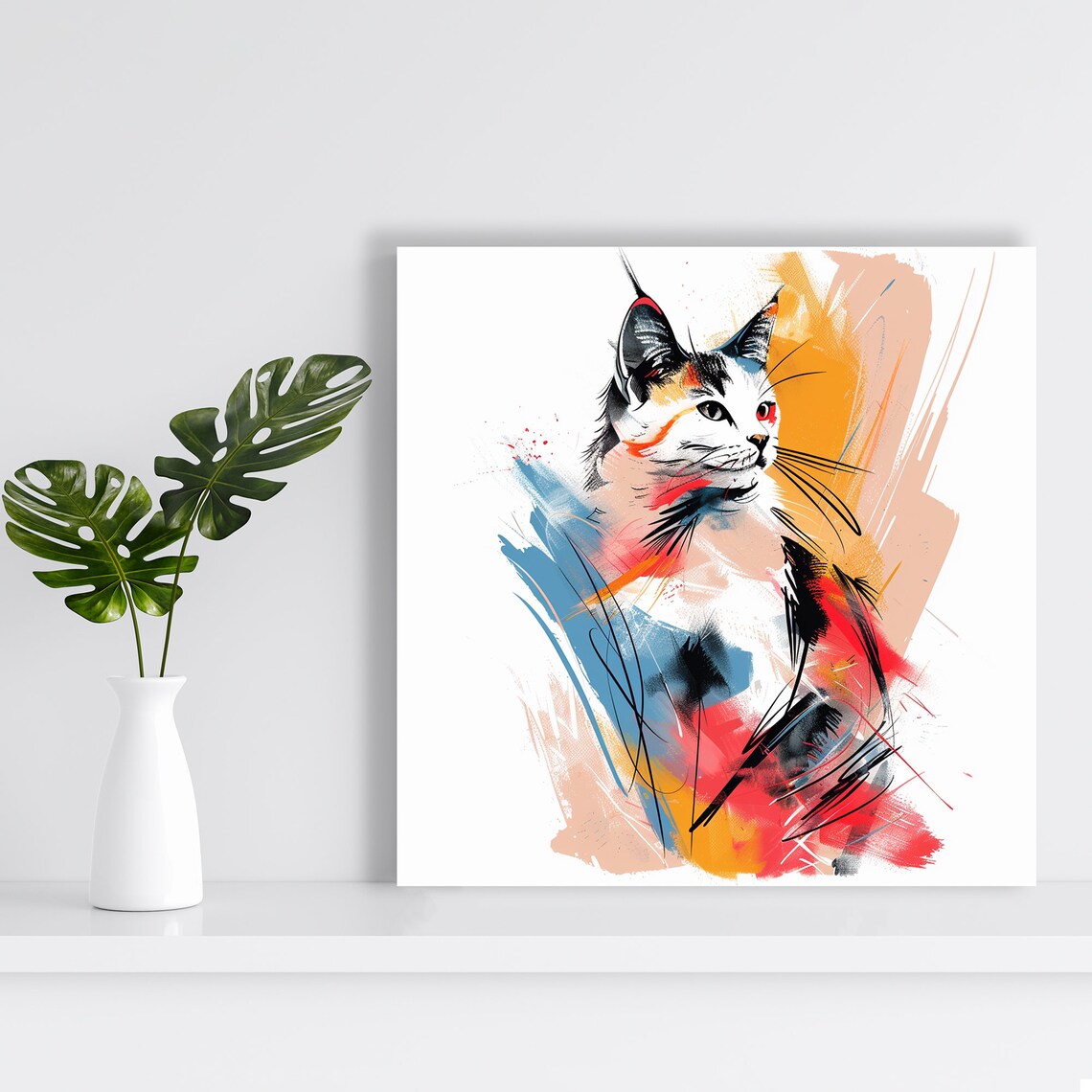 Whimsical Cat Wall Art Print, Modern Home Decor - Image 2