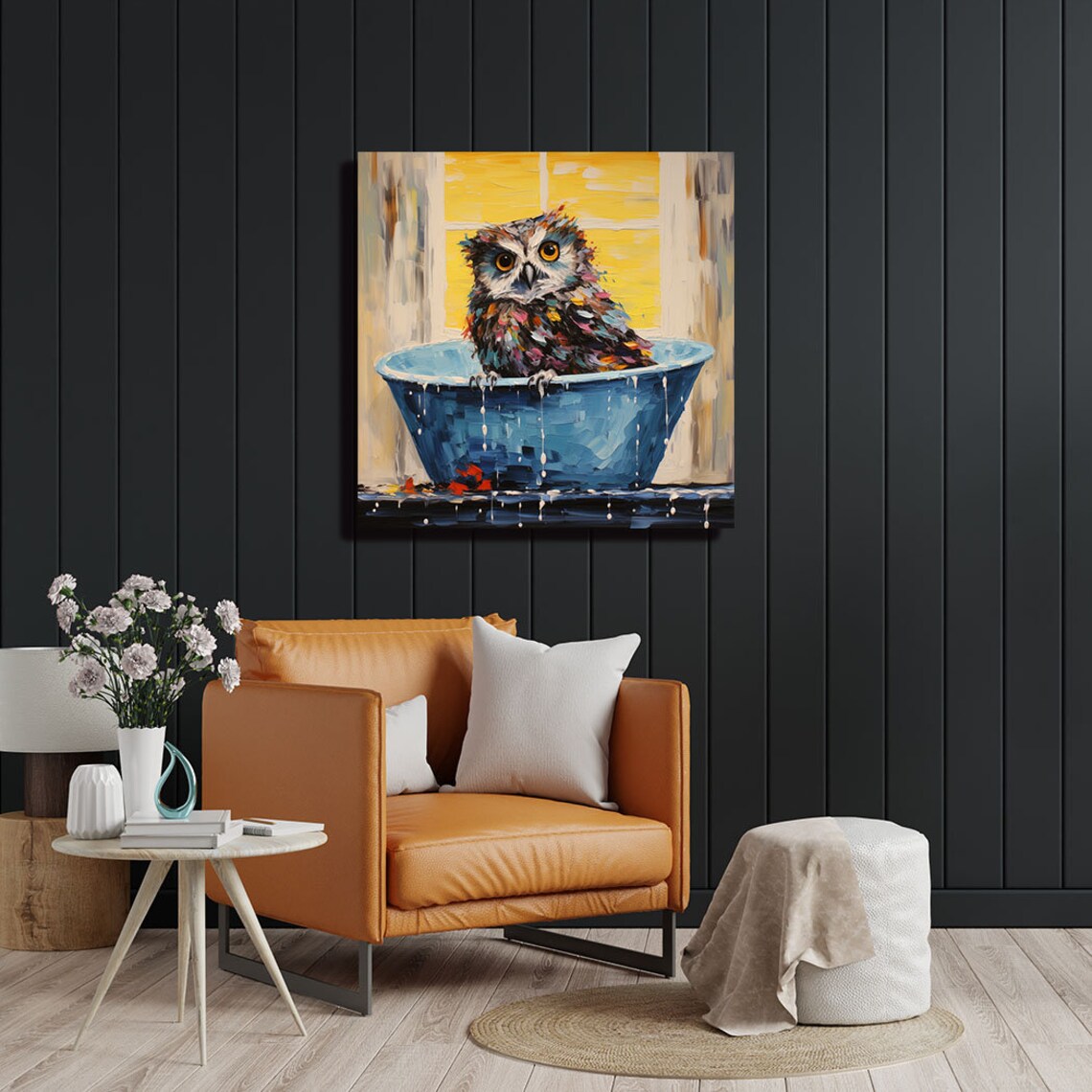 Owl In Bathtub Bathroom Wall Art, Animal Poster - Image 3