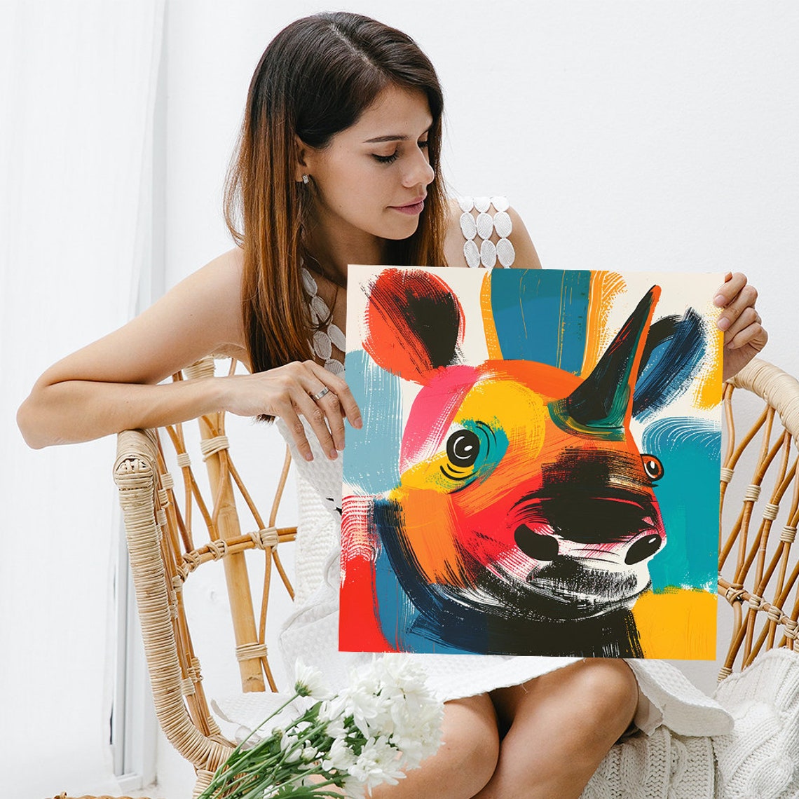 Vibrant Rhino Kaleidoscope Head Colorful Pop Art Animal Poster - Image 3