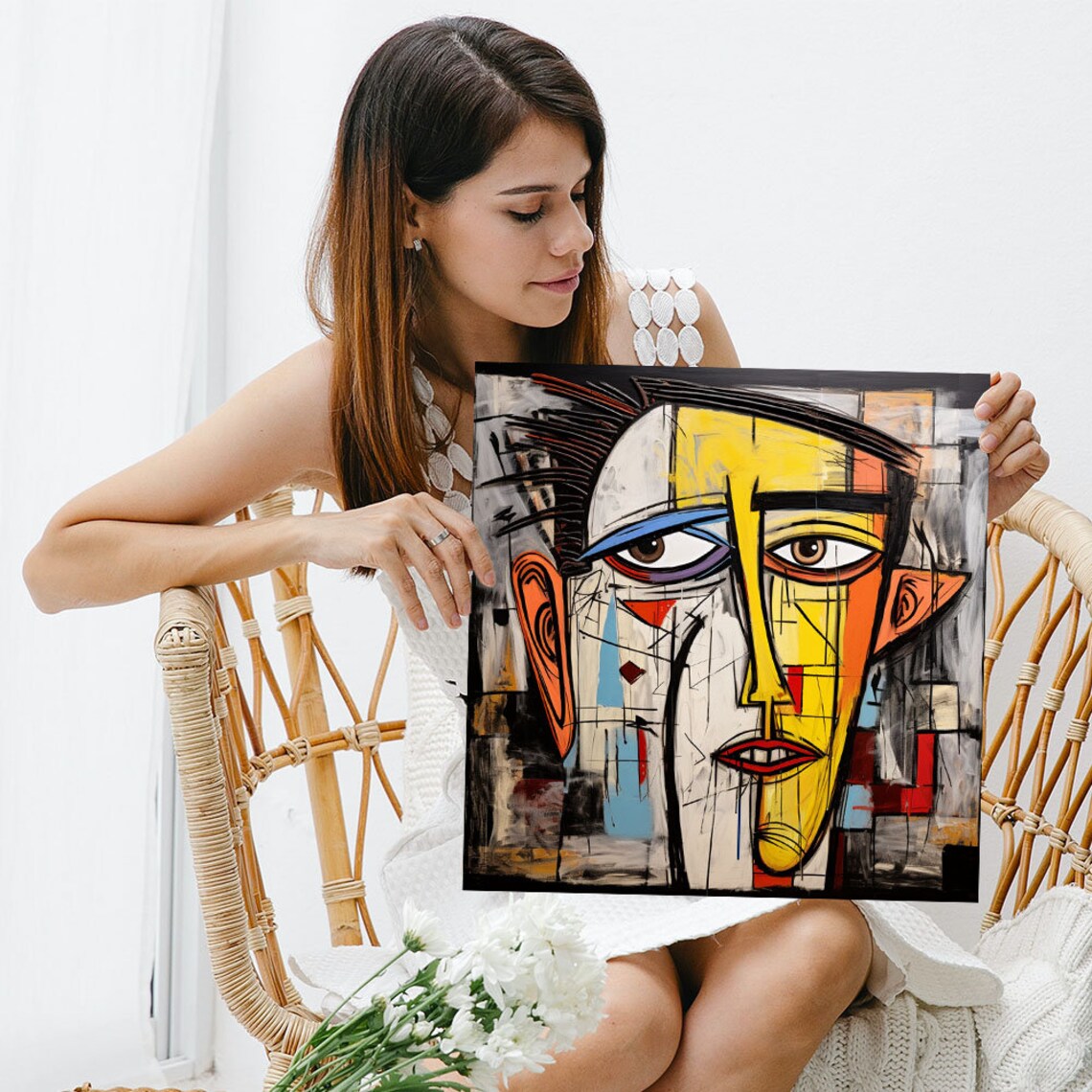 Abstract Face Wall Art, Modern Contemporary Art Print - Image 3