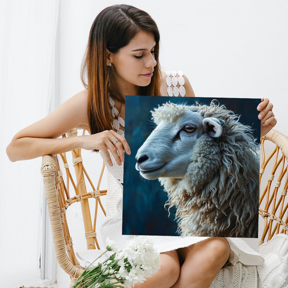 Sheep Rustic Farmhouse Art Print for Living Room - Image 3