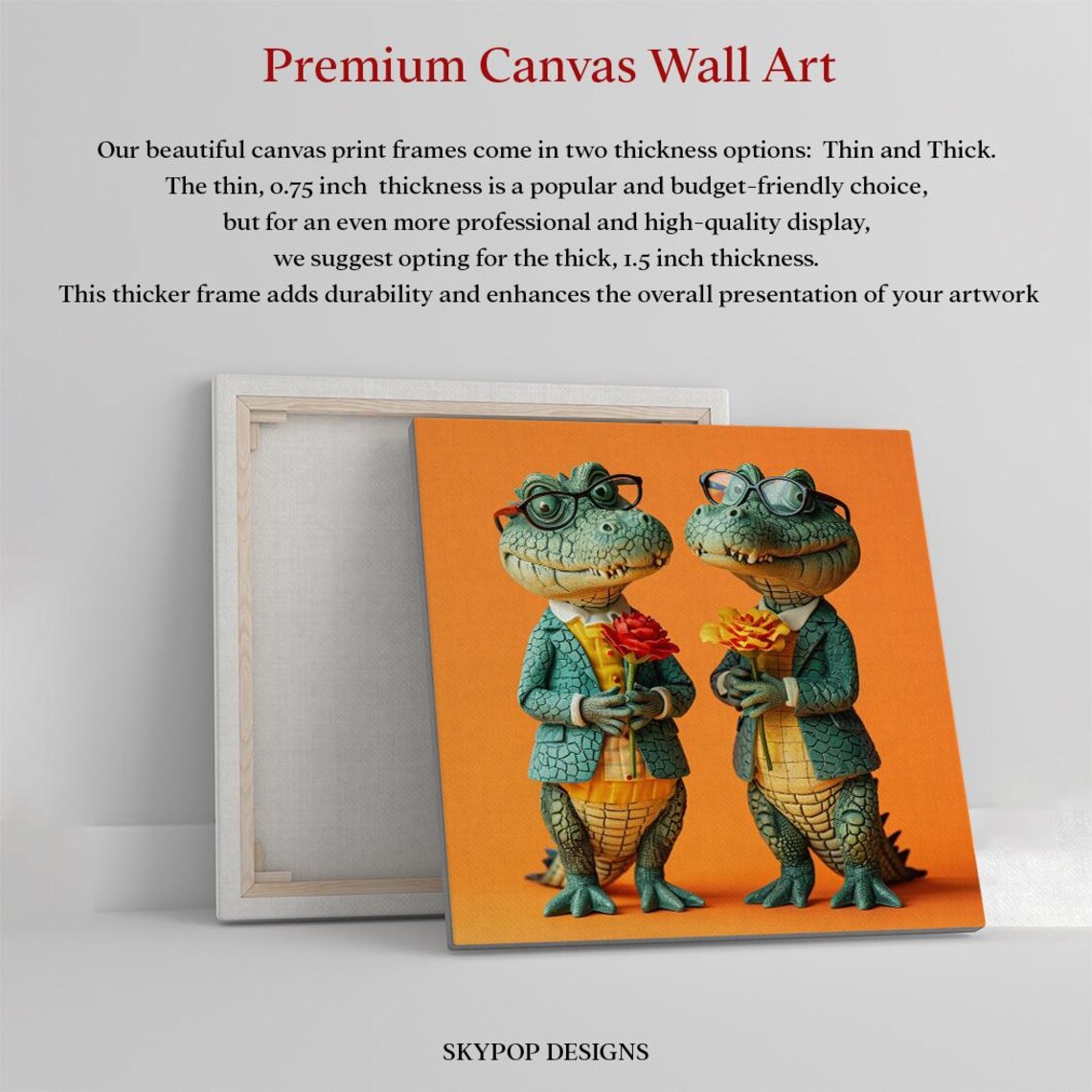 Dapper Gator Duo Whimsical Animal Art Print for Game Room - Image 3