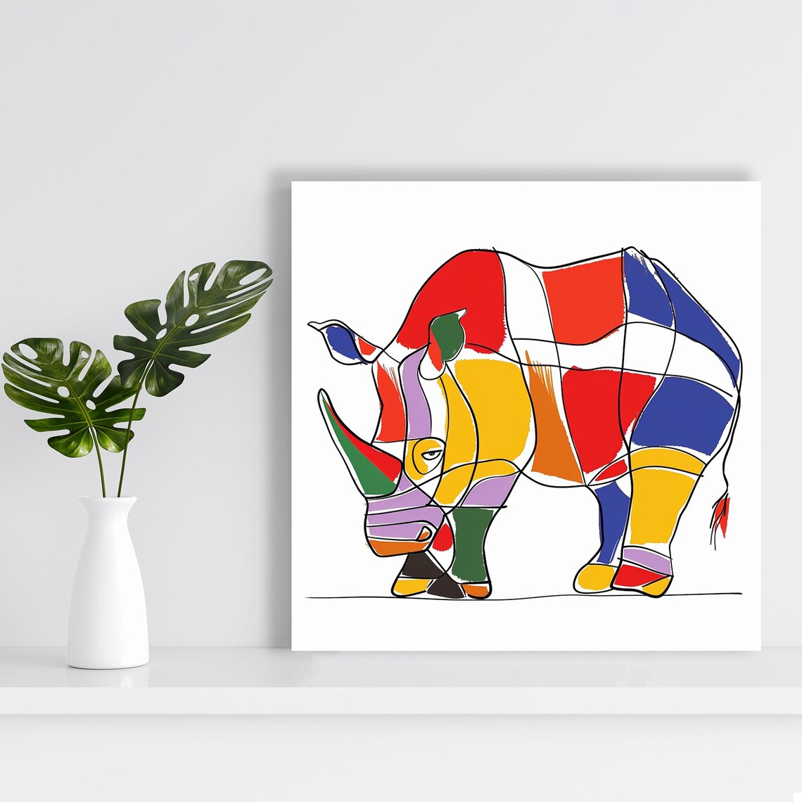 Rhino Mosaic Art Print, Modern Bohemian Decor - Image 2