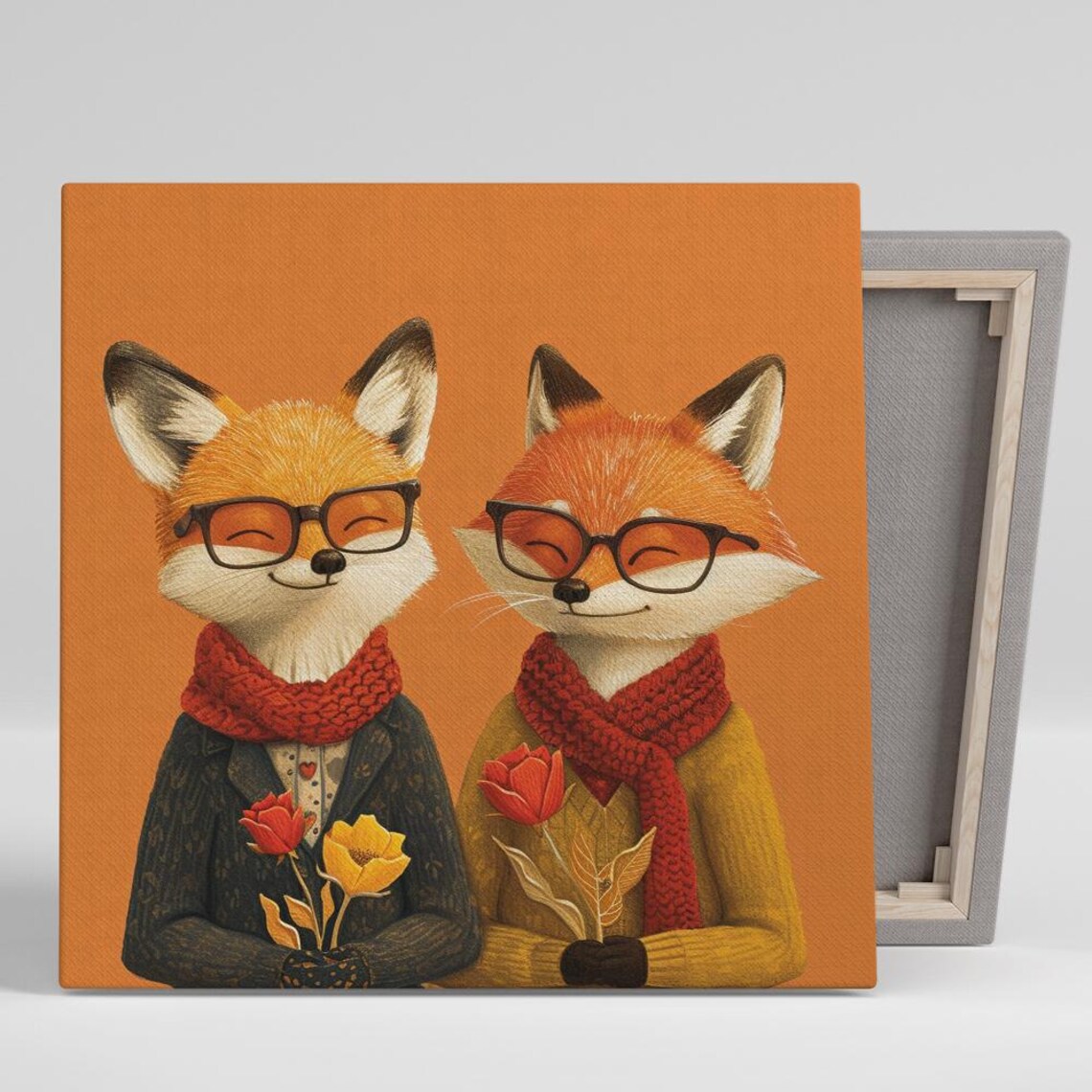 Foxy Intellectuals Whimsical Modern Animal Art Print