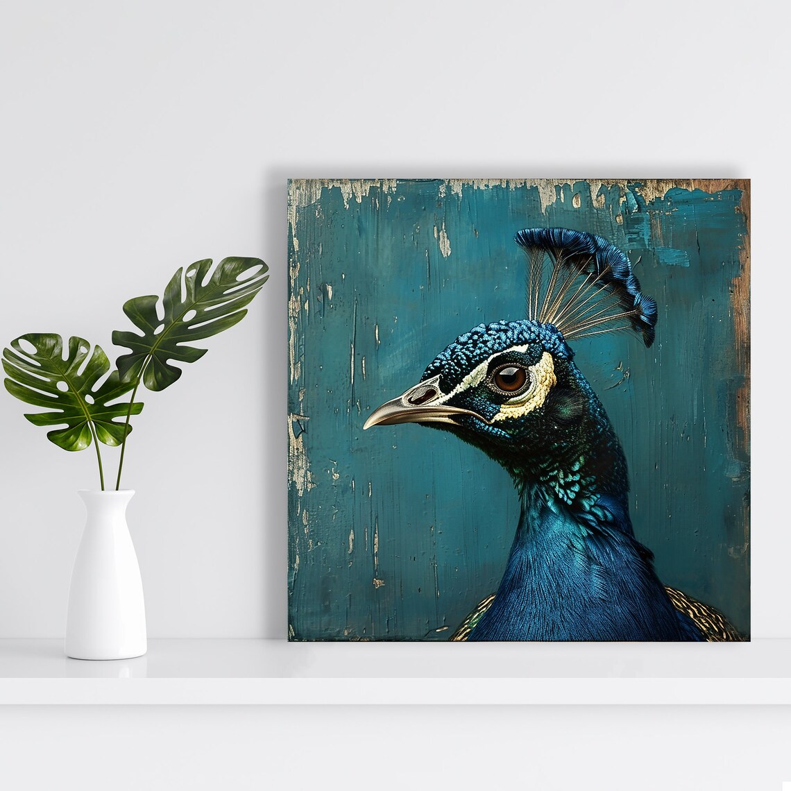 Peacock Wall Art Print, Contemporary Animal Decor - Image 2