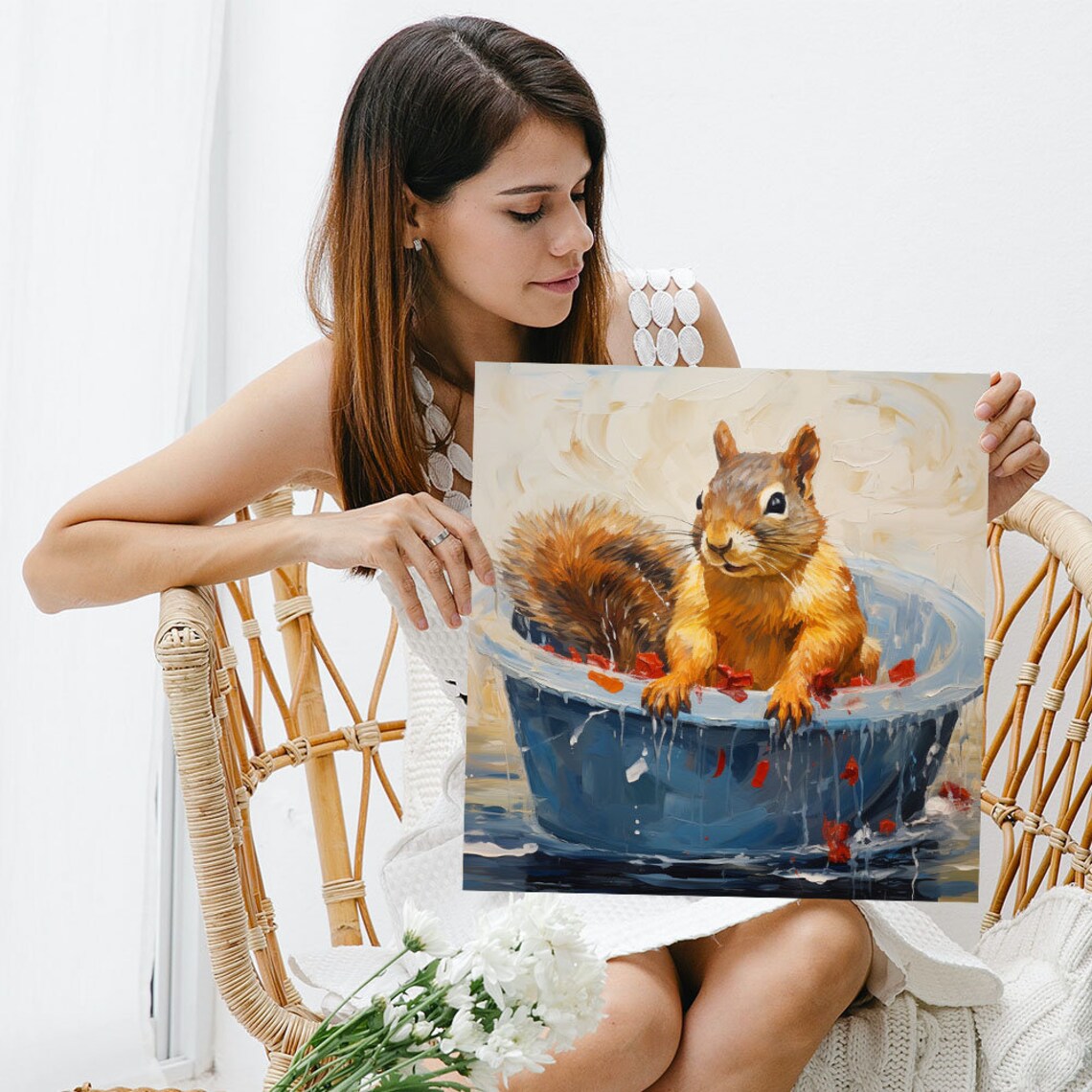 Squirrel In Bathtub Poster, Bathroom Wall Art - Image 3
