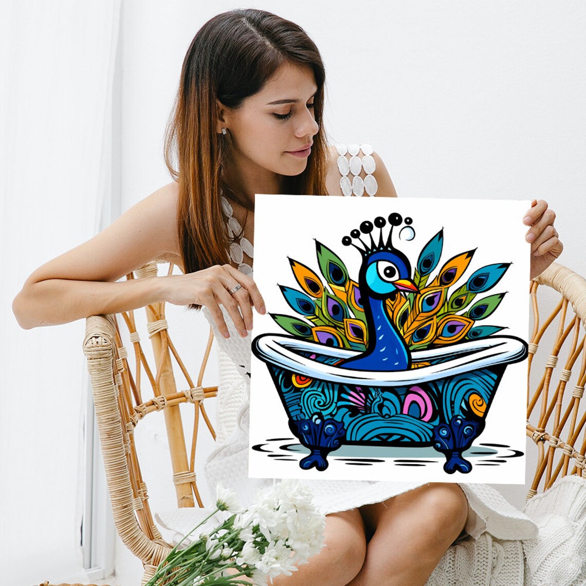 Whimsical Peacock Art Print, Bohemian Modern Decor - Image 3