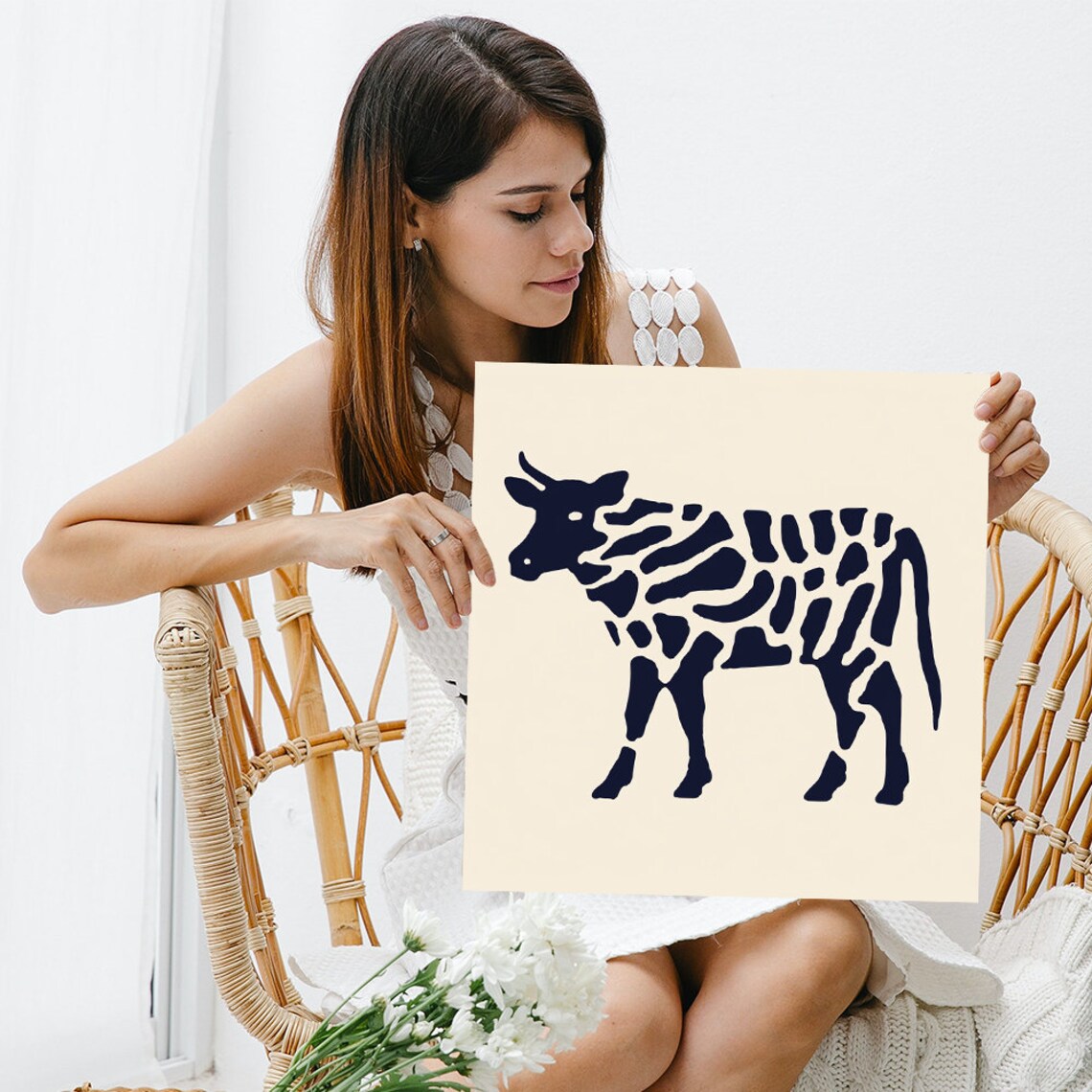 Minimalist Cow Art Print, Contemporary Scandinavian - Image 3