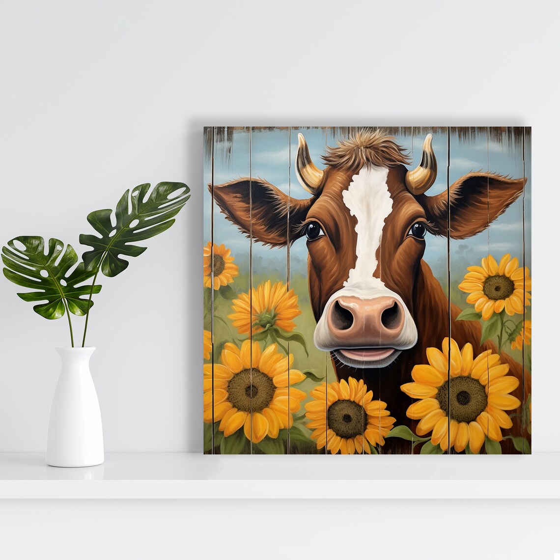 Cow Charm, Whimsical Farmhouse Rustic Art Print - Image 2