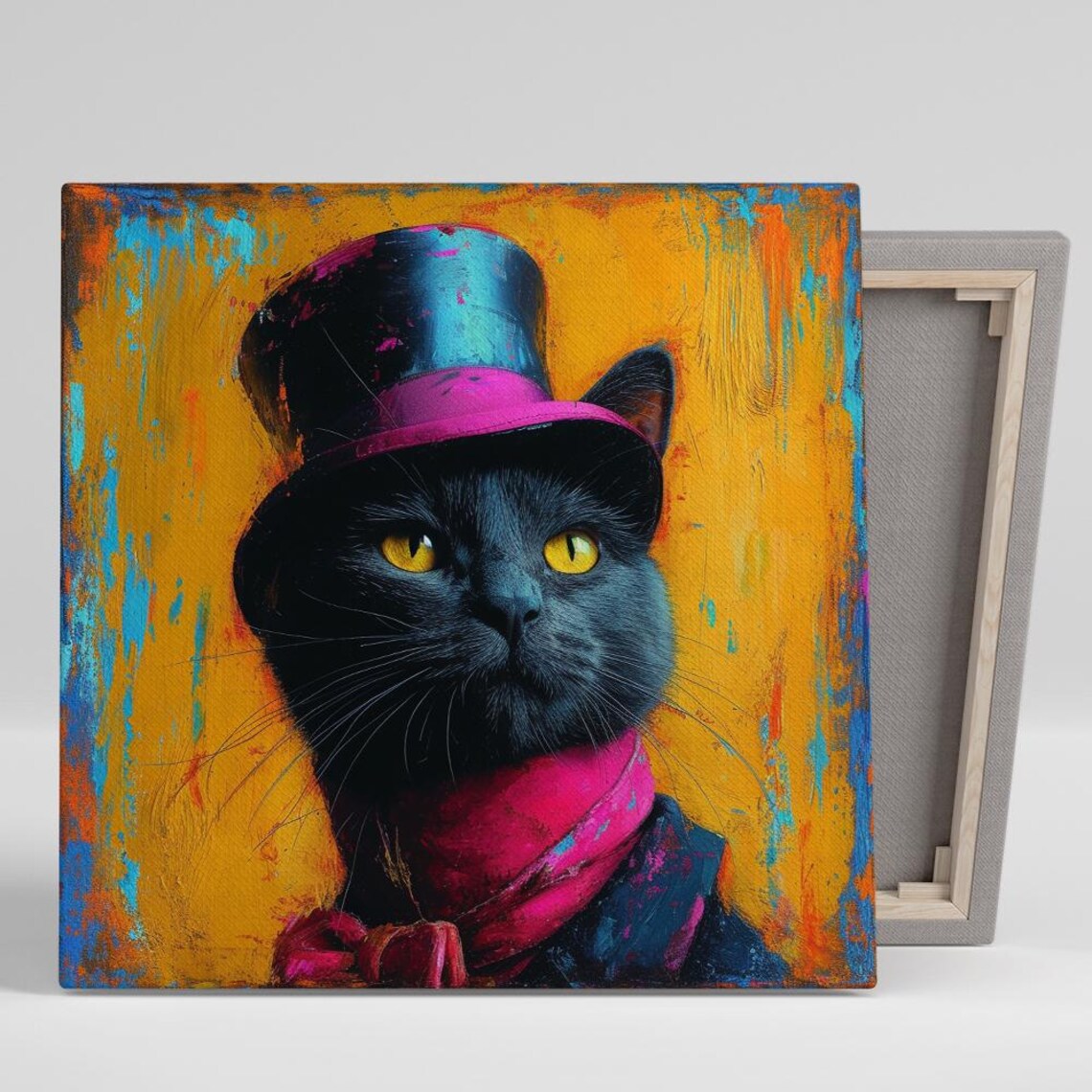 Dapper Cat Contemporary Art Print, Pop Animal Decor