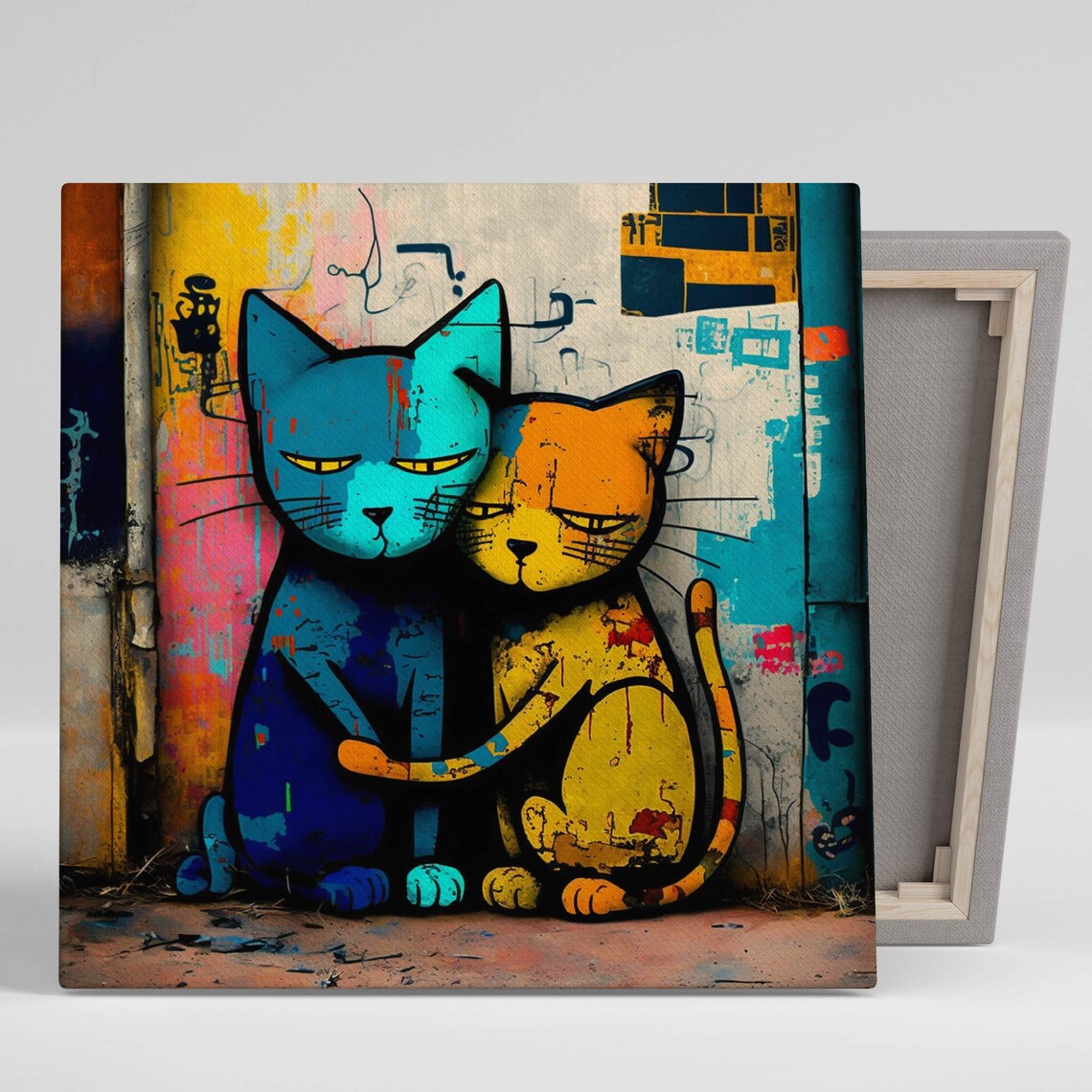 Graffiti Cat Art Print, Feline Room Wall Decor