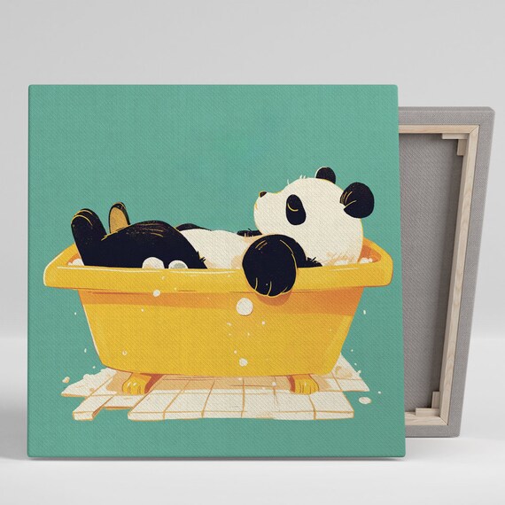 Bathing Panda Bliss, Whimsical Animal Art Print