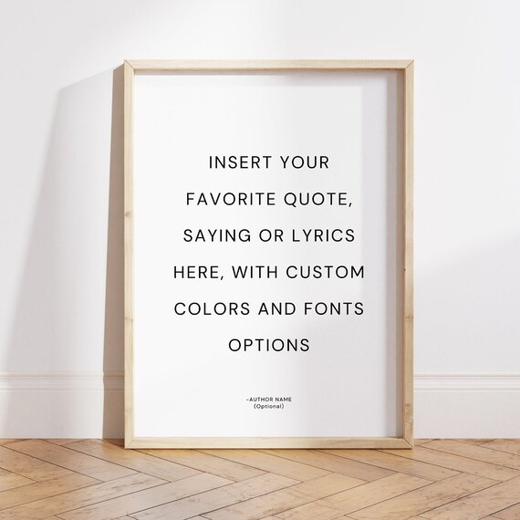 Personalized Quote Wall Art, Custom Lyric Gift