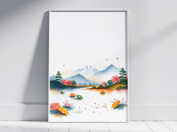 Minimalist Splash Art Landscape Bright Abstract Wall