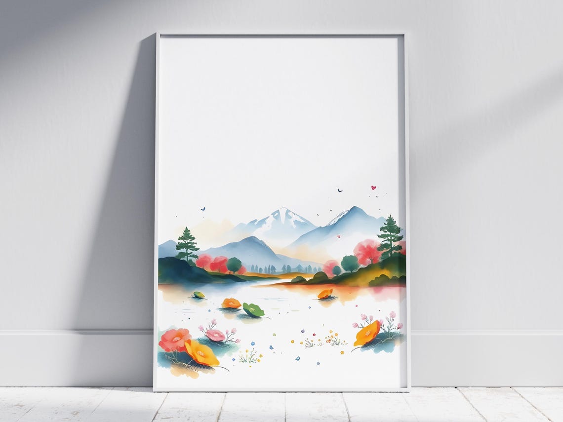 Minimalist Splash Art Landscape Bright Abstract Wall