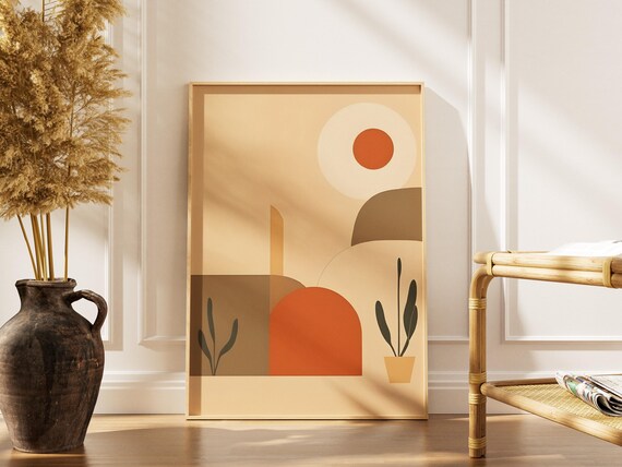 Terracotta Abstract Art Print Boho Scandinavian Decor