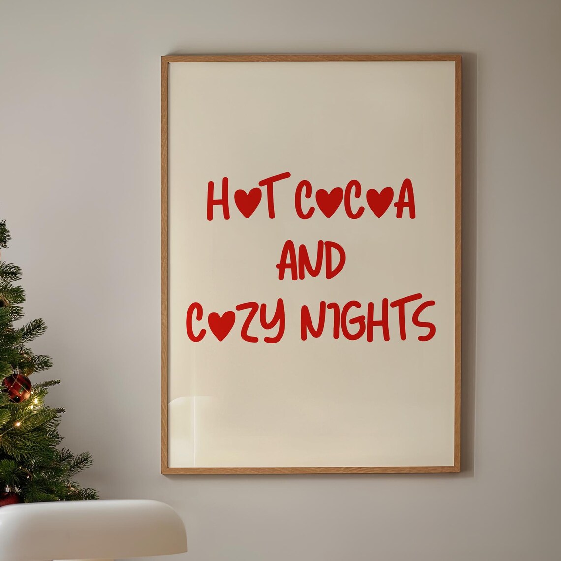 Hot Cocoa And Cozy Nights Winter Retro Christmas Wall Poster