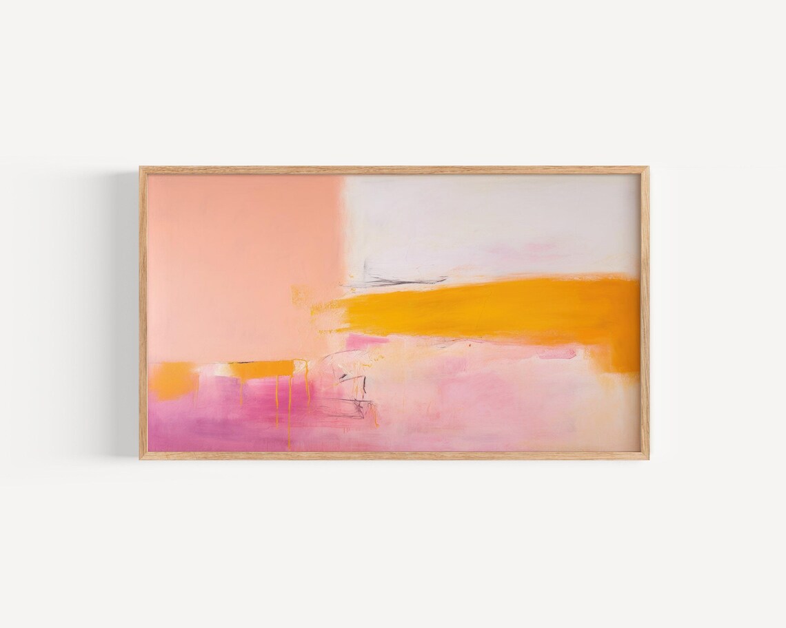 Abstract Frame Tv Art Art For Frame Tv Summer Abstract Oil Painting Pink Orange Abstract Modern Art 069